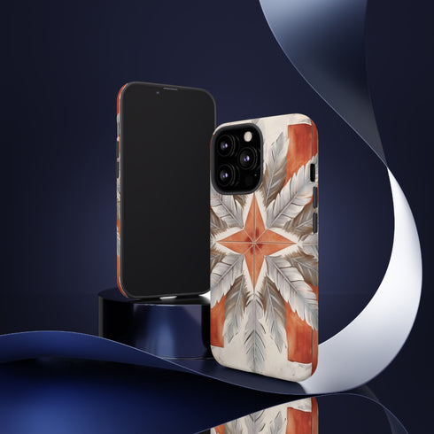 Silver Feather Compass - Impact Resistant Phone Case